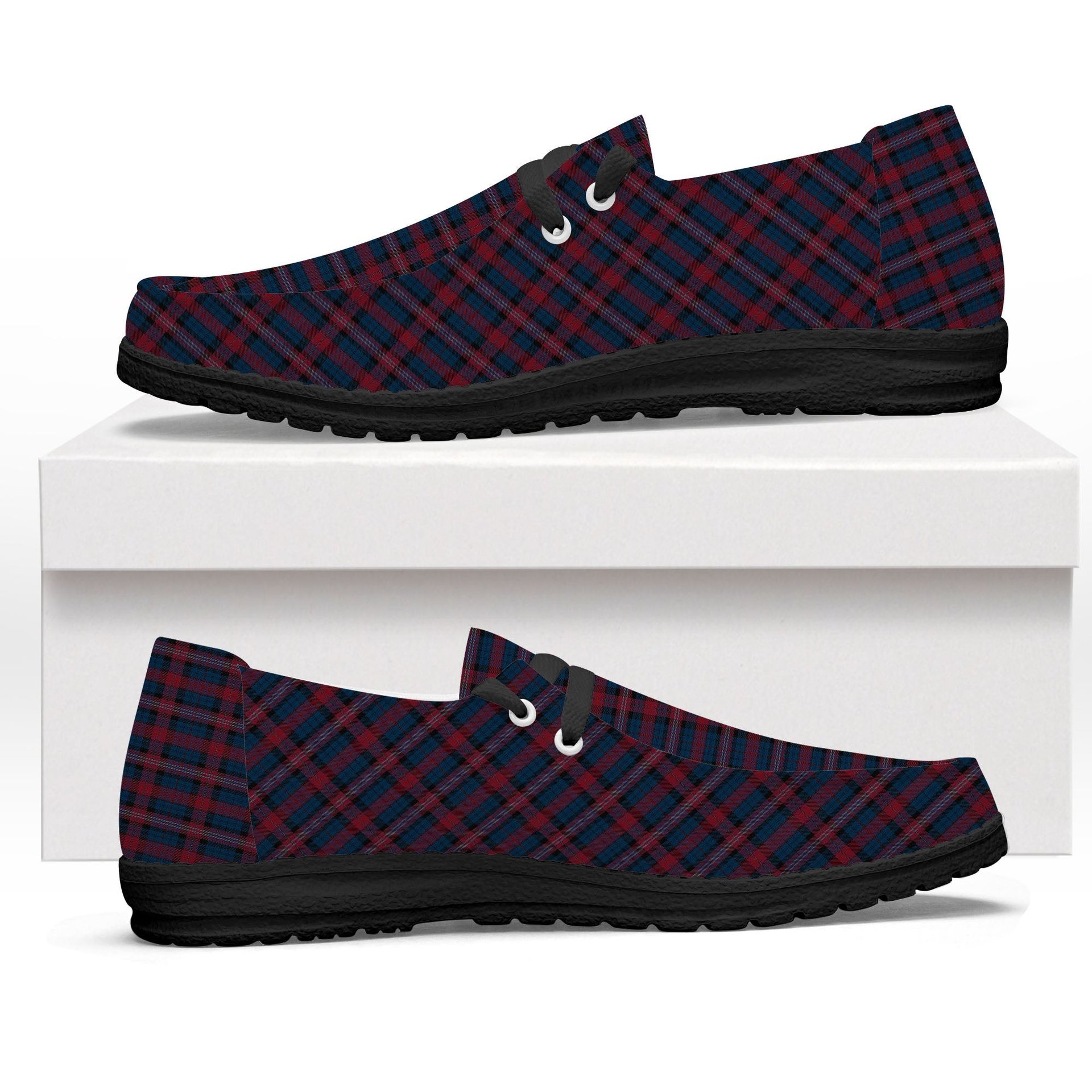 ScotsTee Shop Scottish Evans of Wales Tartan Plaid Canvas Loafer Shoes