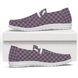 ScotsTee Shop Scottish Harris Lilac Tartan Plaid Canvas Loafer Shoes