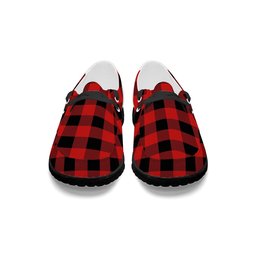 ScotsTee Shop Scottish Gregor Red & Black Modern Tartan Plaid Canvas Loafer Shoes