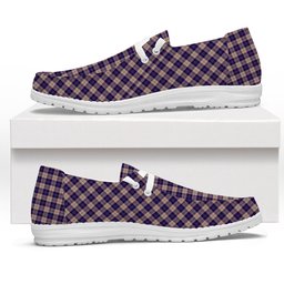 ScotsTee Shop Scottish Harris Royal Blue Tartan Plaid Canvas Loafer Shoes