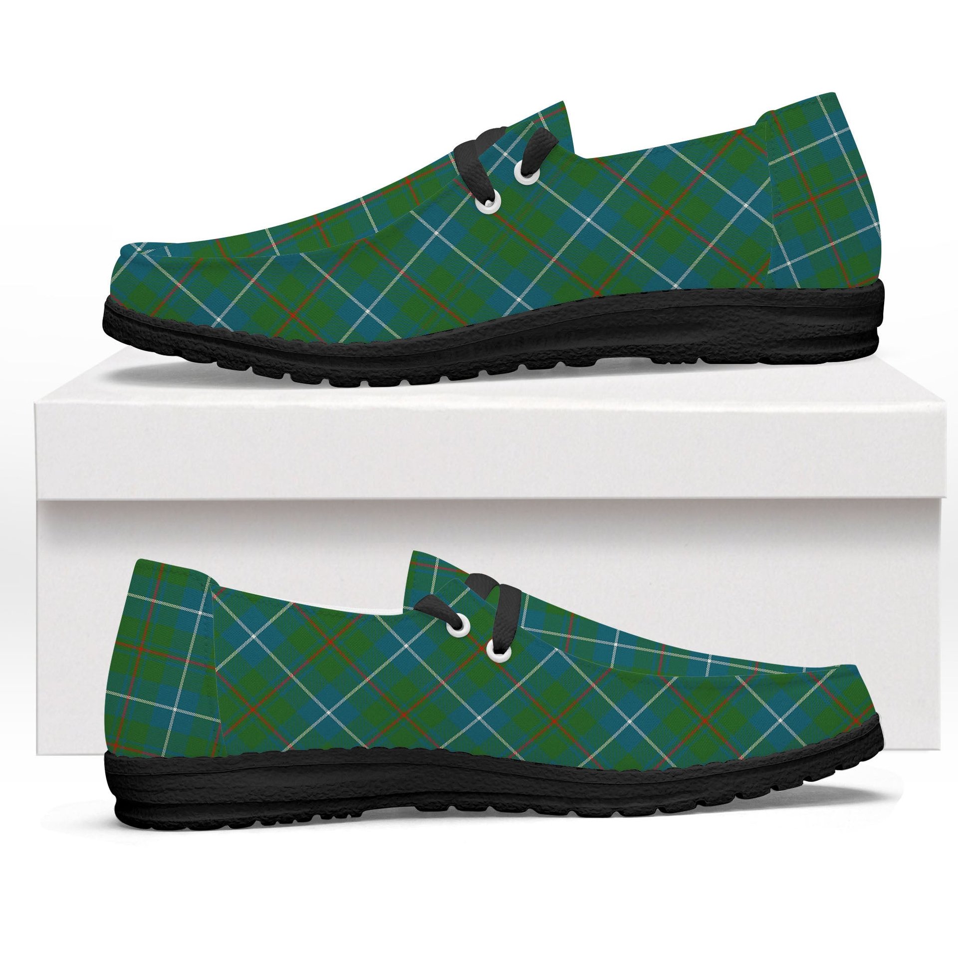 ScotsTee Shop Scottish Irvine of Bonshaw Tower Ancient Tartan Plaid Canvas Loafer Shoes