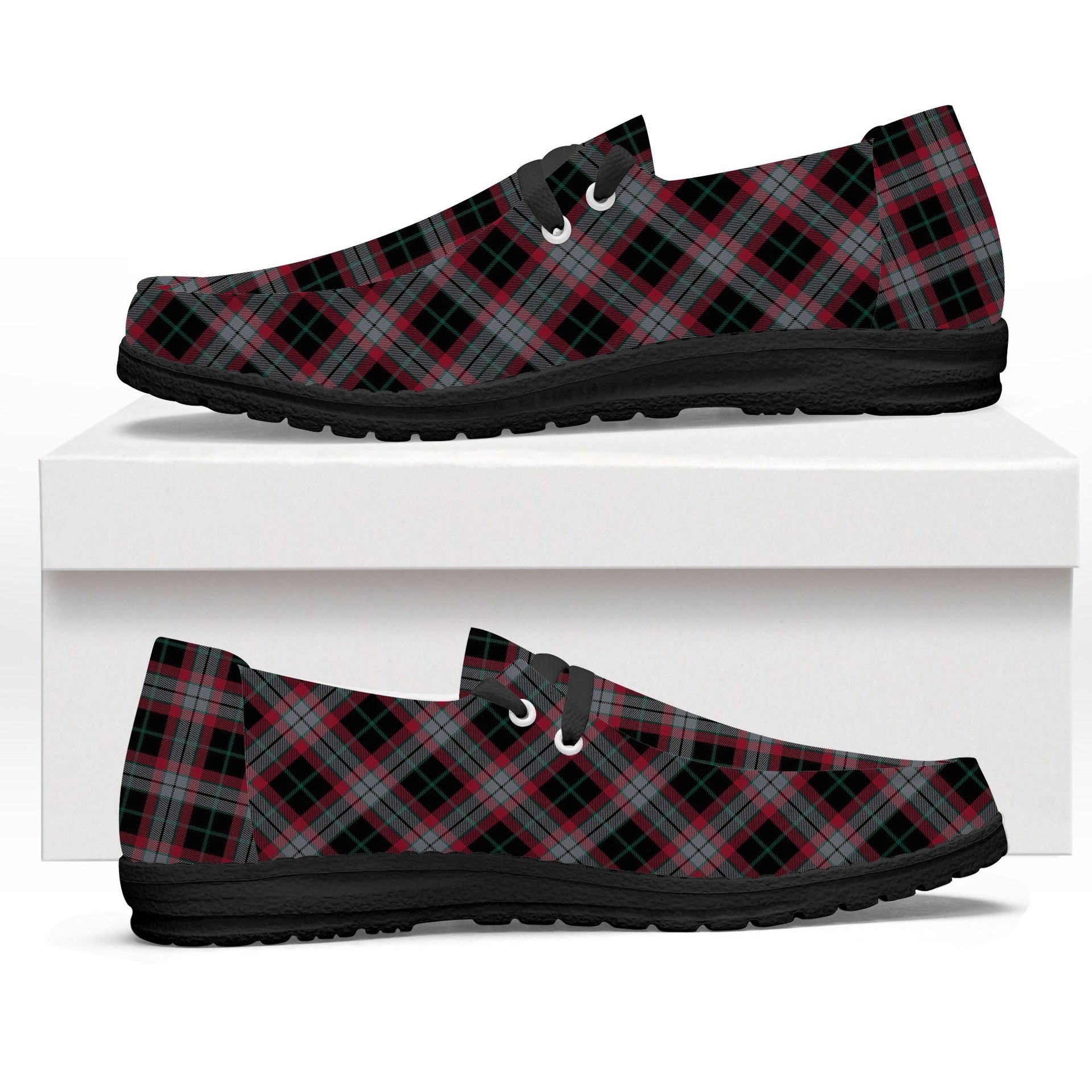 ScotsTee Shop Scottish Lindsay Hunting Modern Tartan Plaid Canvas Loafer Shoes