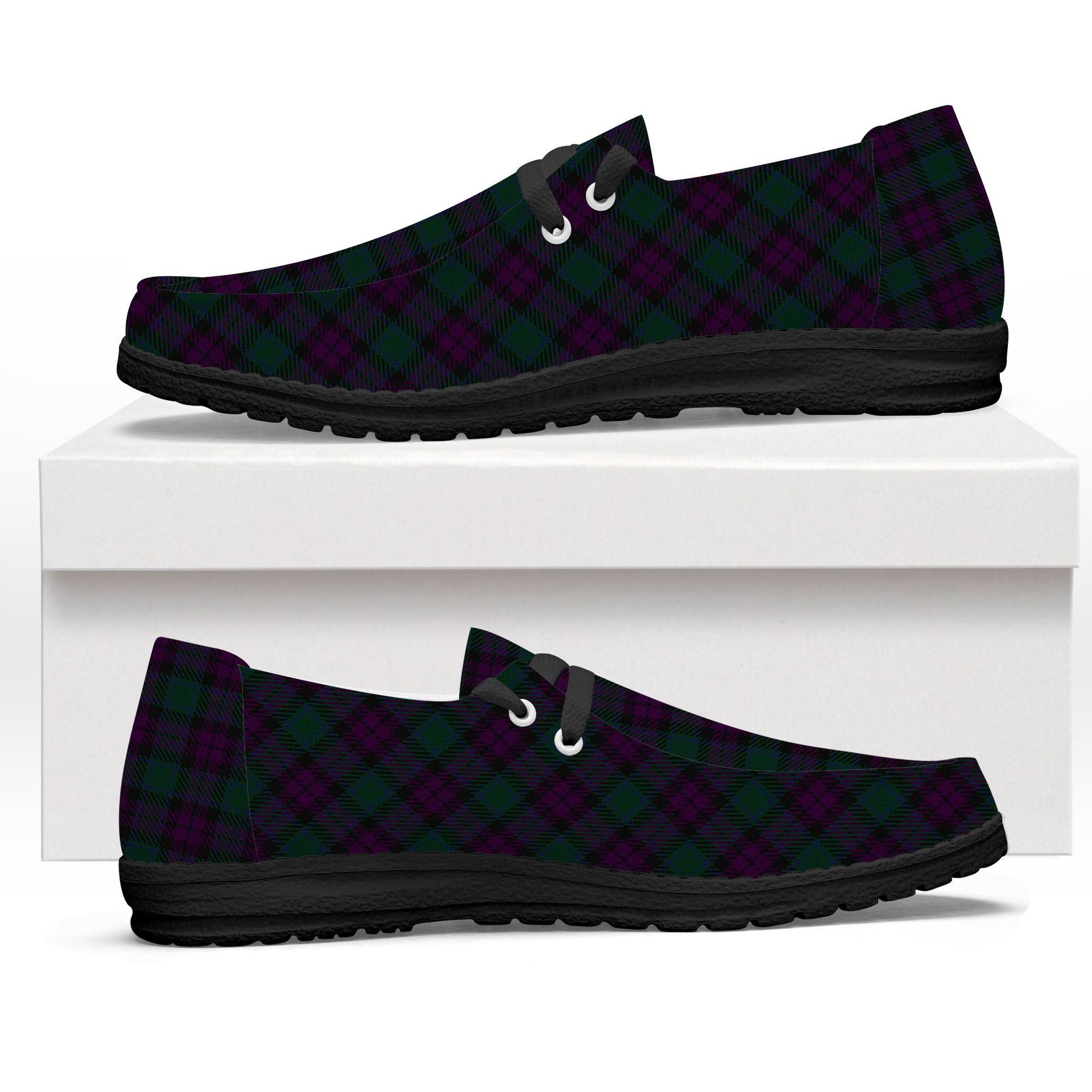 ScotsTee Shop Scottish MacArthur of Milton Hunting Tartan Plaid Canvas Loafer Shoes