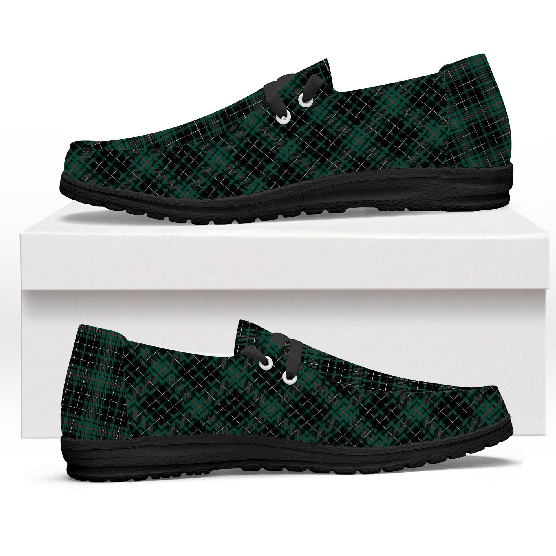 ScotsTee Shop Scottish MacAuley Hunting Modern Tartan Plaid Canvas Loafer Shoes