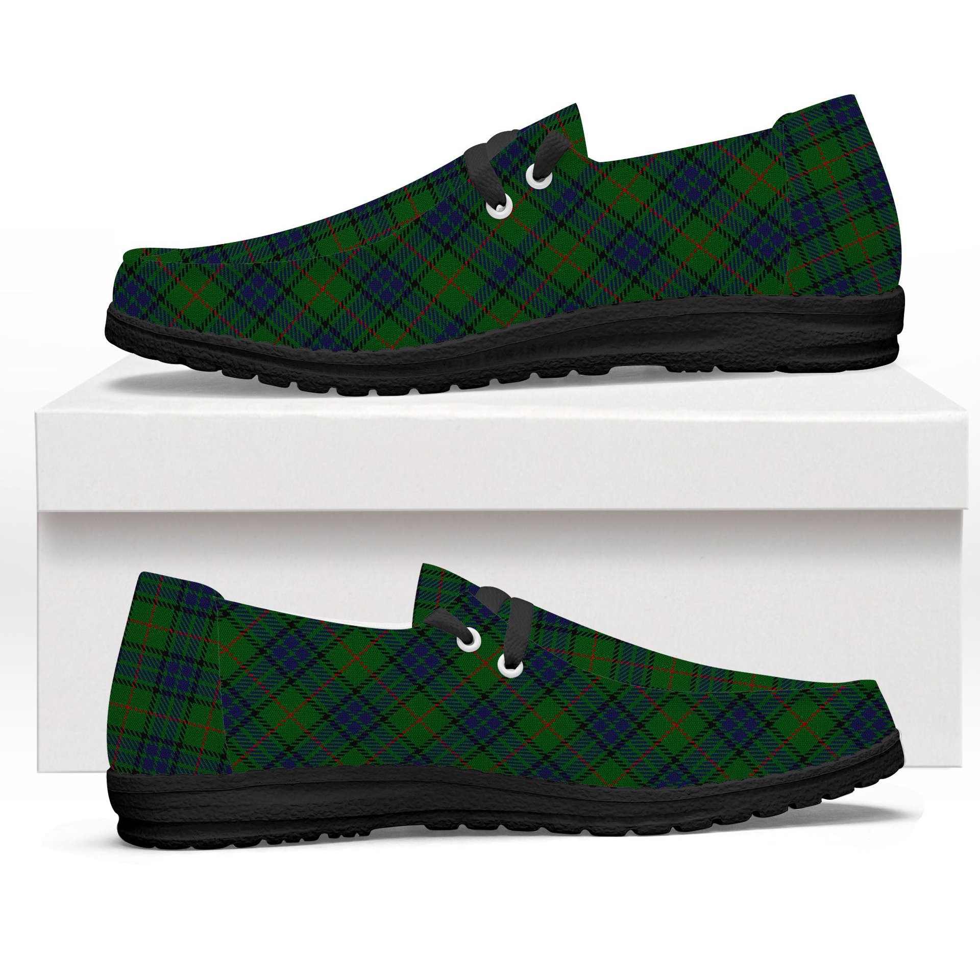 ScotsTee Shop Scottish Lauder Family Tartan Plaid Canvas Loafer Shoes