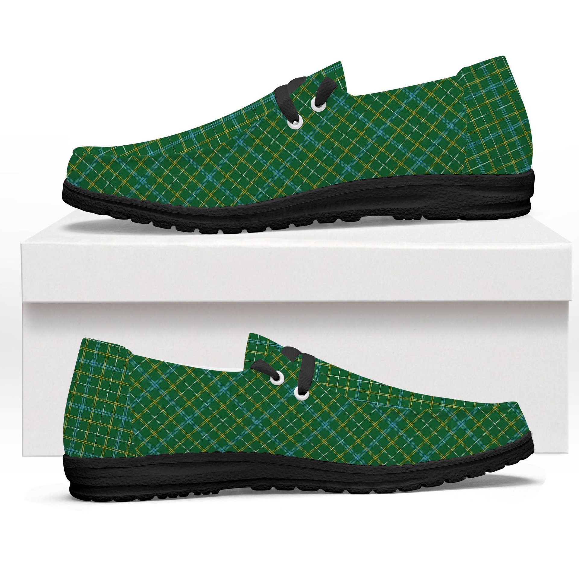 ScotsTee Shop Scottish Kennedy Irish Ancient Tartan Plaid Canvas Loafer Shoes