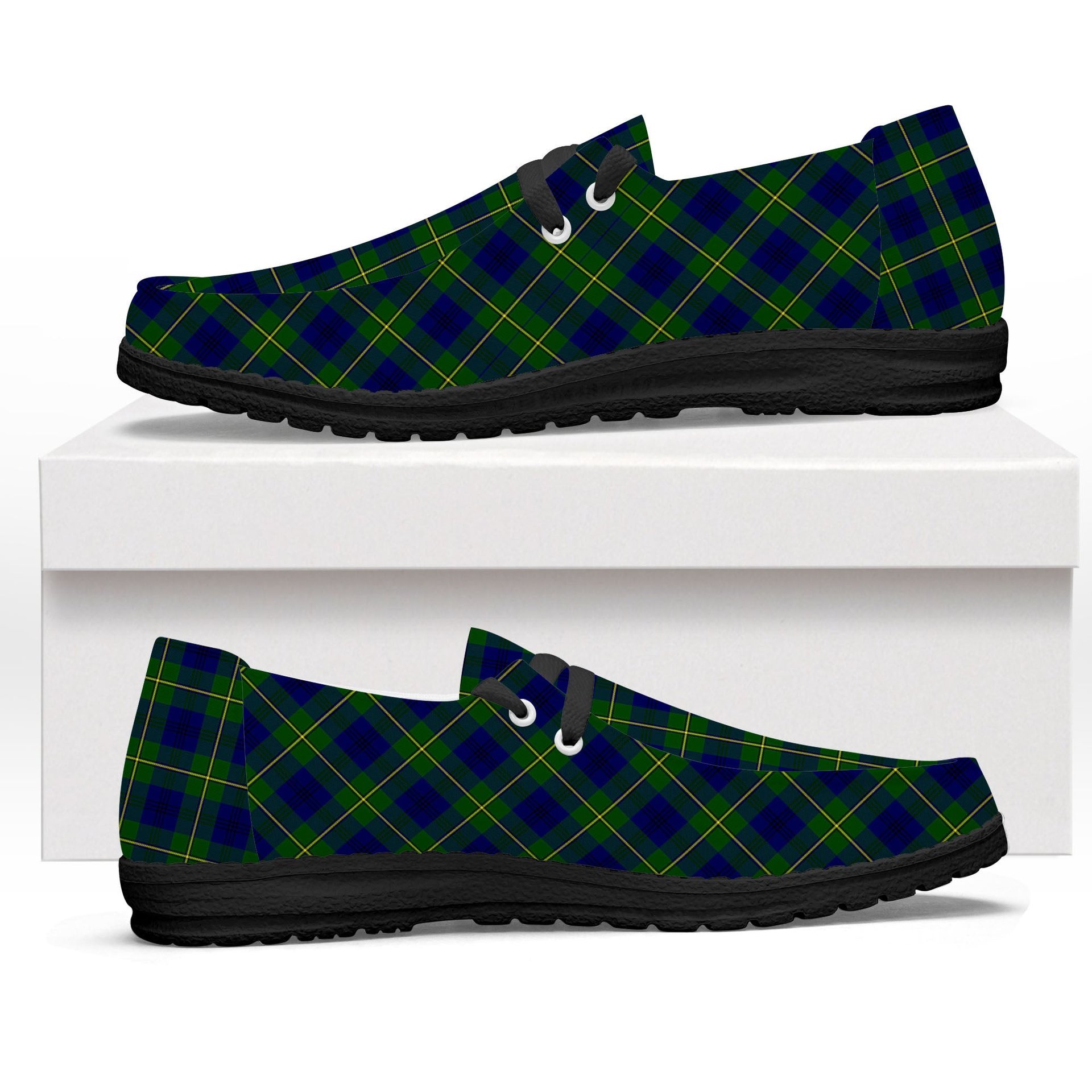 ScotsTee Shop Scottish Johnston of Caskieben Modern Tartan Plaid Canvas Loafer Shoes