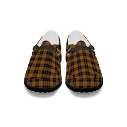 ScotsTee Shop Scottish Johnston Orange and Black Tartan Plaid Canvas Loafer Shoes