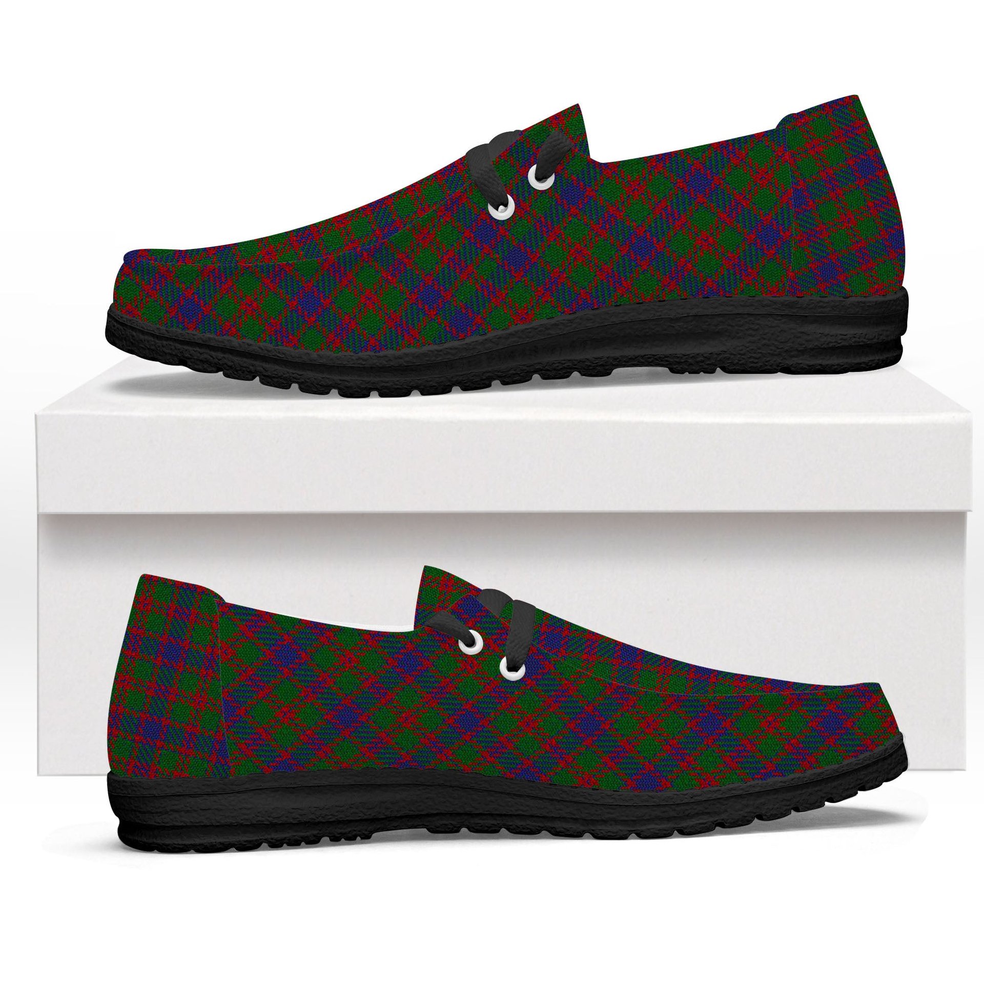 ScotsTee Shop Scottish Logan 1819 Tartan Plaid Canvas Loafer Shoes