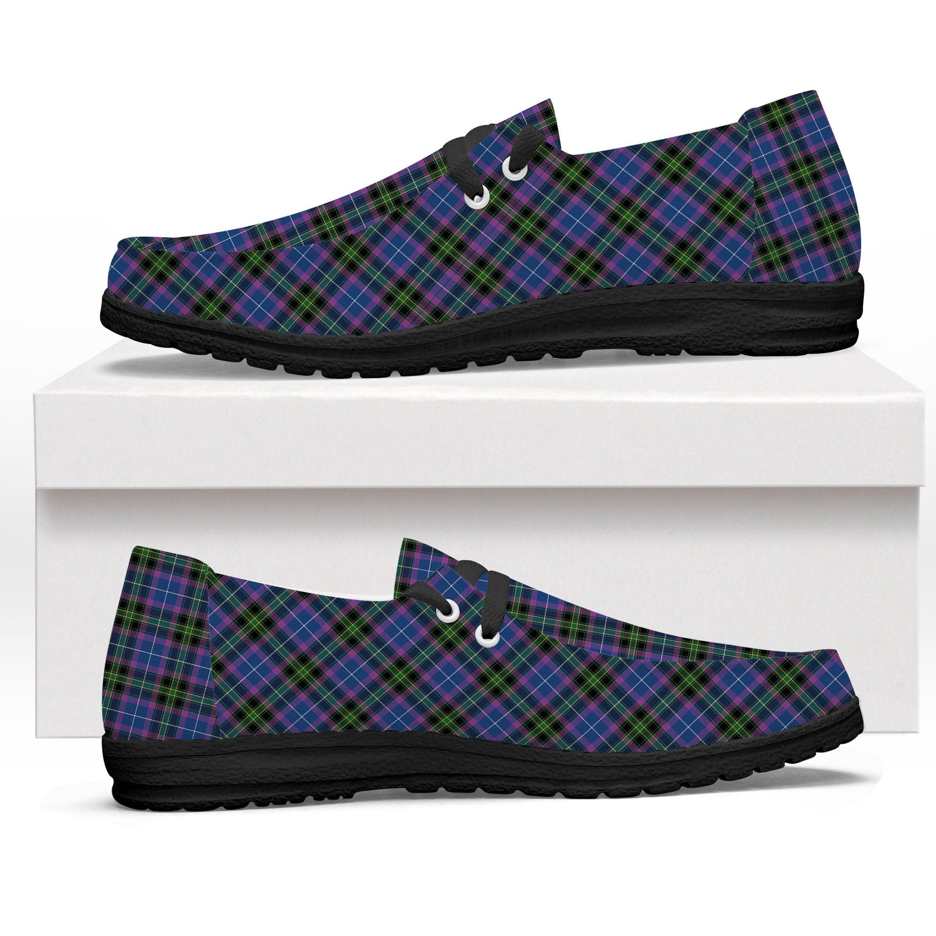 ScotsTee Shop Scottish Lang of Sherbrooke Modern Clan Tartan Plaid Canvas Loafer Shoes
