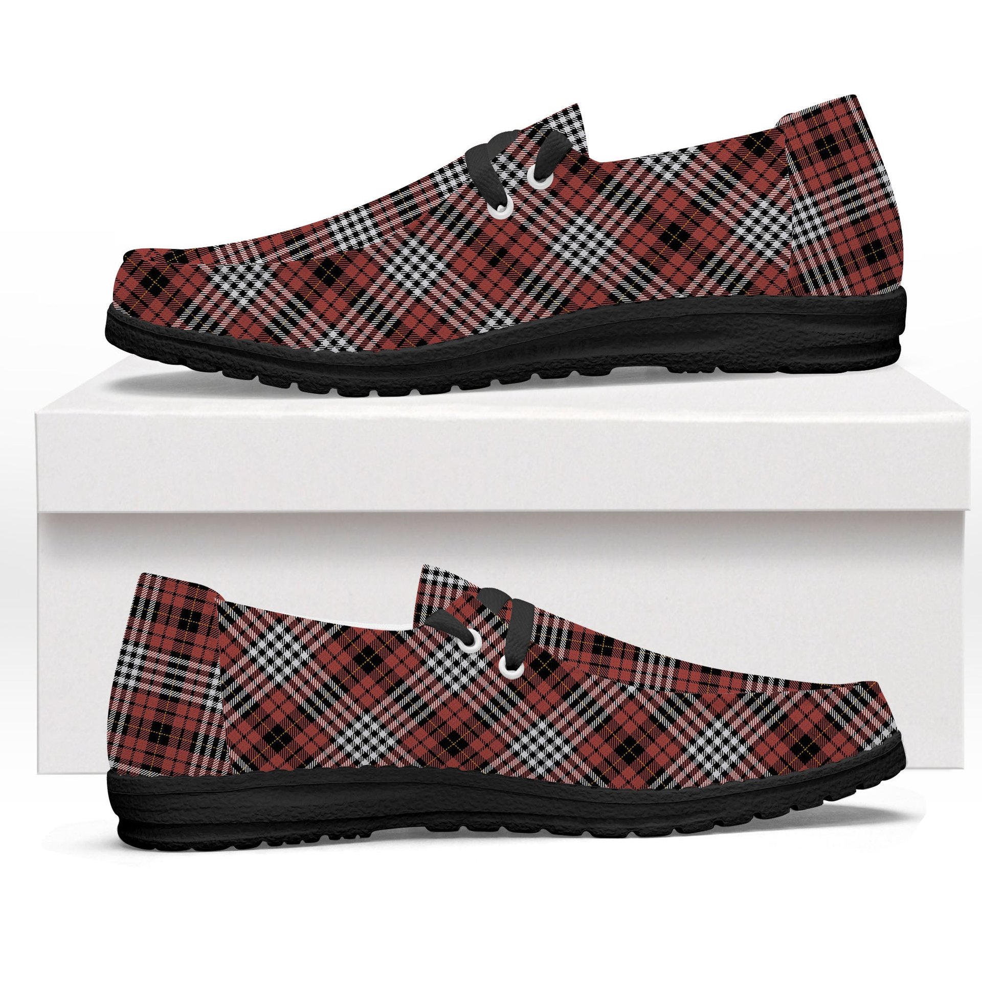 ScotsTee Shop Scottish Little of Morton Rigg Ancient Tartan Plaid Canvas Loafer Shoes