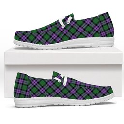 ScotsTee Shop Scottish MacArthur of Milton Ancient Tartan Plaid Canvas Loafer Shoes