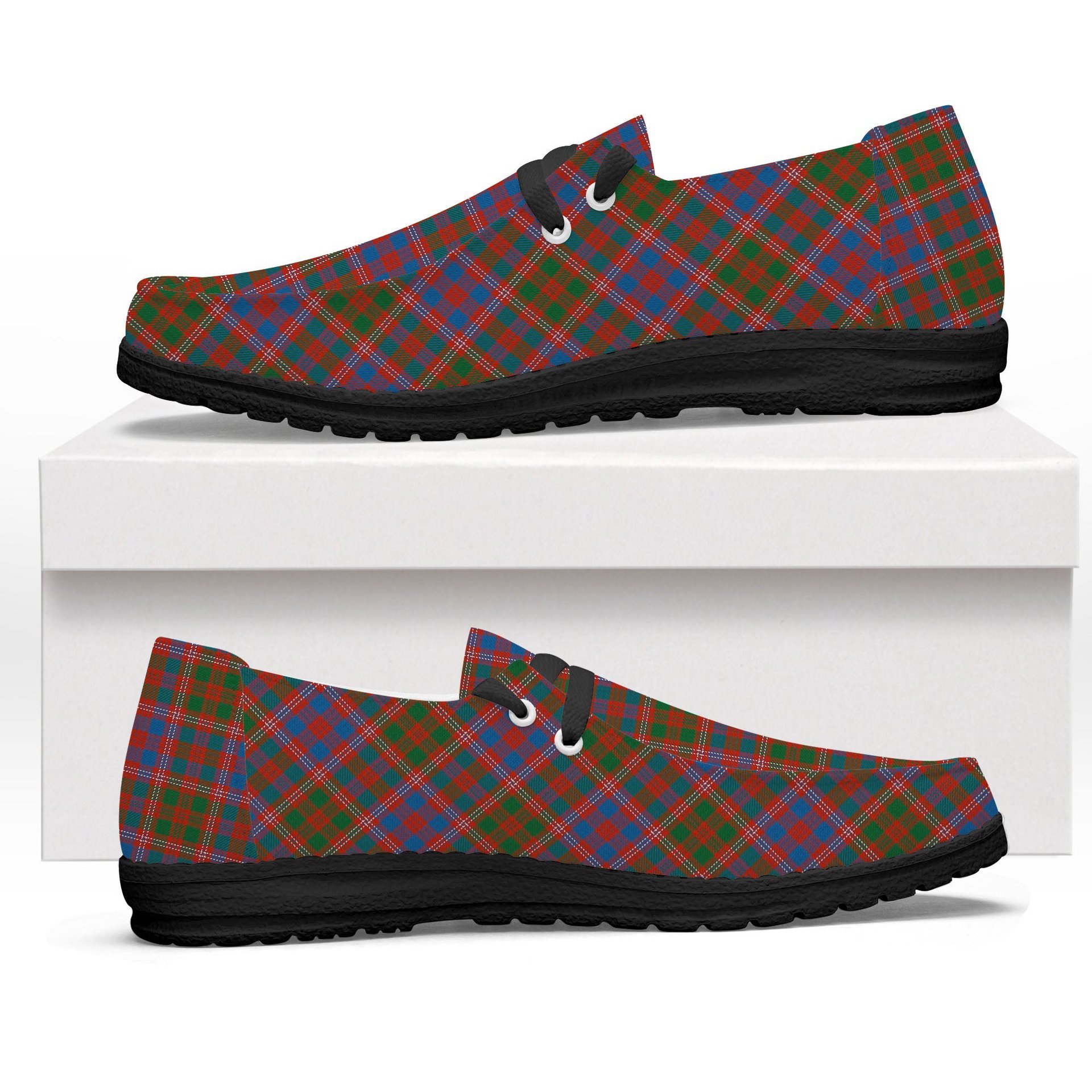 ScotsTee Shop Scottish MacColl Hunting Ancient Tartan Plaid Canvas Loafer Shoes
