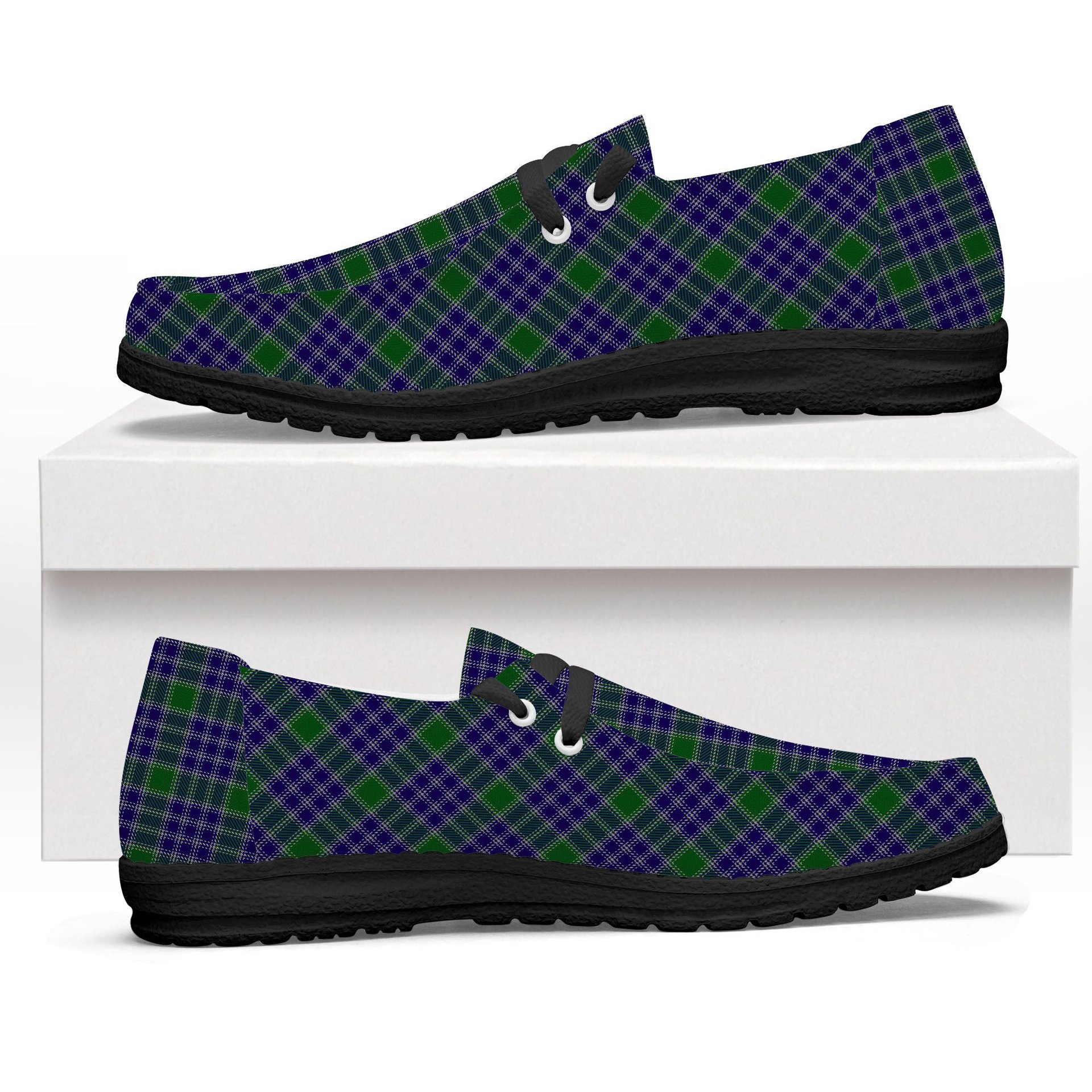 ScotsTee Shop Scottish MacDonald Lord of the Isles Hunting 2 Tartan Plaid Canvas Loafer Shoes