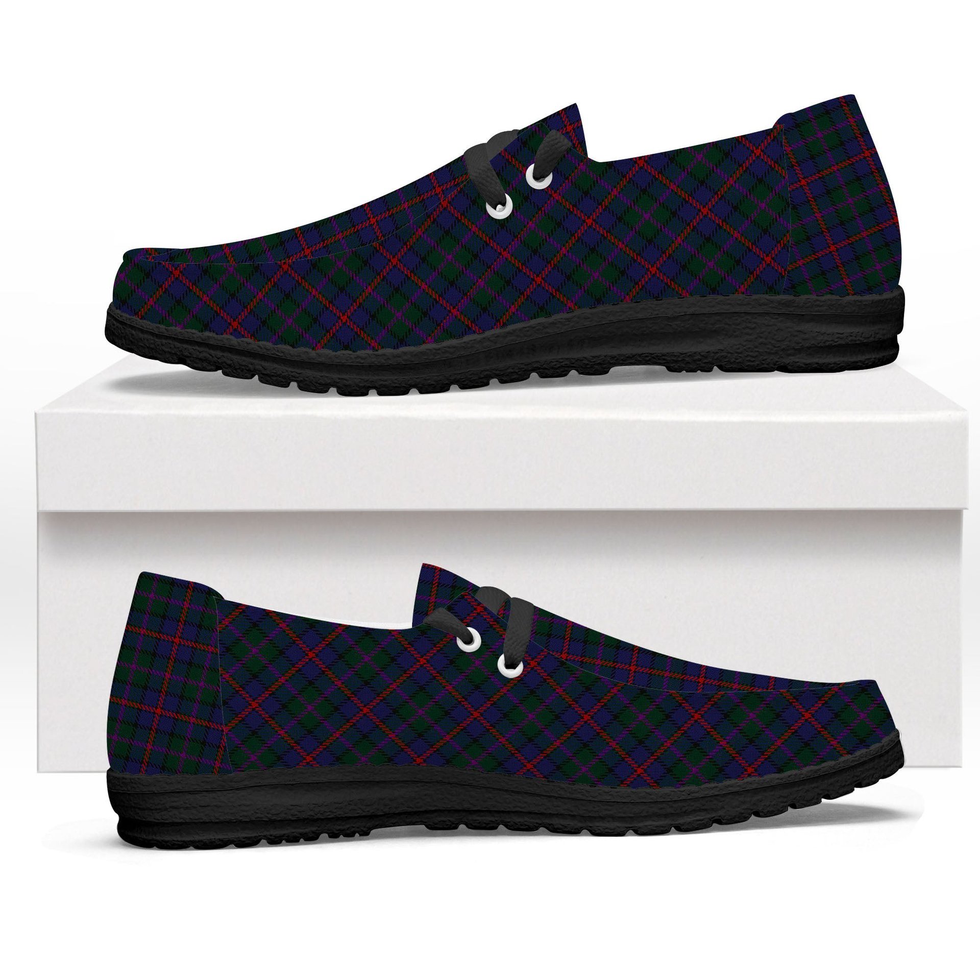 ScotsTee Shop Scottish MacCaughan or MacEachain Tartan Plaid Canvas Loafer Shoes