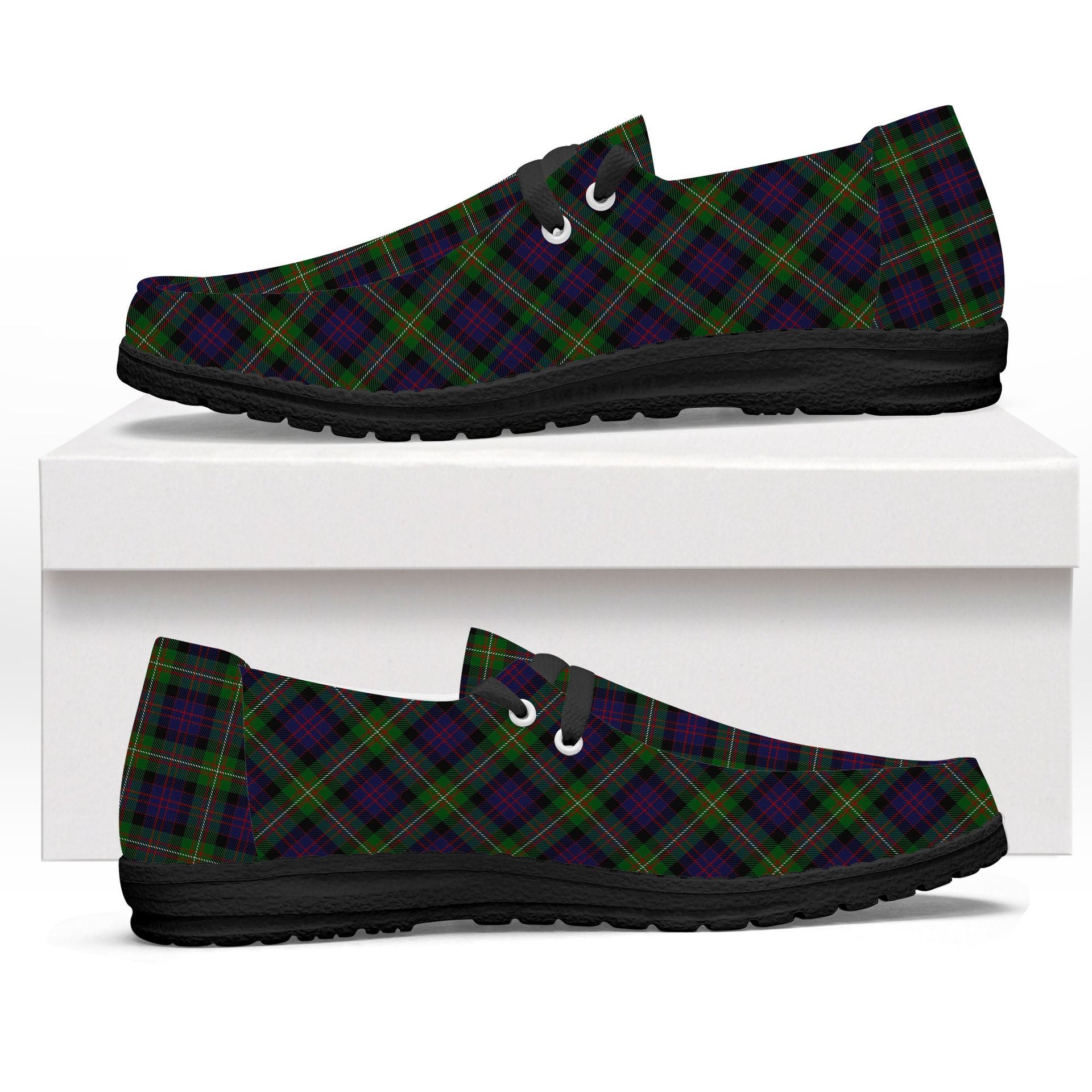 ScotsTee Shop Scottish MacDonell of Glengarry 3 Tartan Plaid Canvas Loafer Shoes