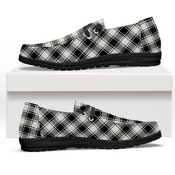 ScotsTee Shop Scottish MacFie Black & White Modern Tartan Plaid Canvas Loafer Shoes