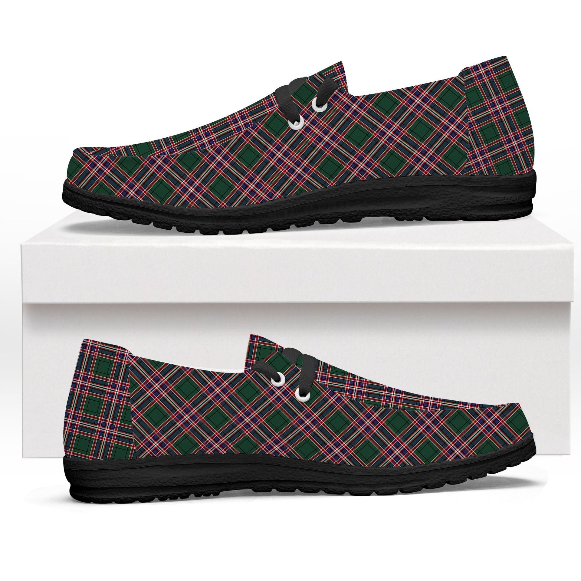 ScotsTee Shop Scottish MacFarlane Hunting Modern Tartan Plaid Canvas Loafer Shoes