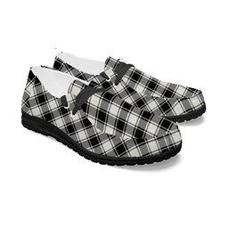 ScotsTee Shop Scottish MacFie Black & White Ancient Tartan Plaid Canvas Loafer Shoes