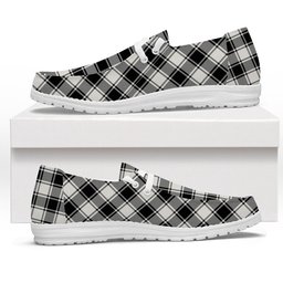ScotsTee Shop Scottish MacFie Black & White Ancient Tartan Plaid Canvas Loafer Shoes