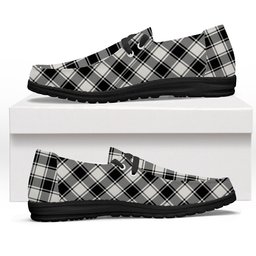 ScotsTee Shop Scottish MacFie Black & White Ancient Tartan Plaid Canvas Loafer Shoes