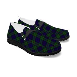 ScotsTee Shop Scottish MacKinlay 2_4 black stripes Tartan Plaid Canvas Loafer Shoes