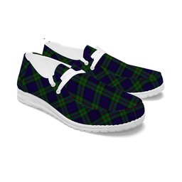ScotsTee Shop Scottish MacKinlay 2_4 black stripes Tartan Plaid Canvas Loafer Shoes