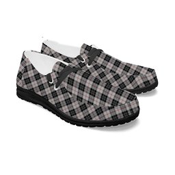 ScotsTee Shop Scottish MacPherson of Cluny Black and White Tartan Plaid Canvas Loafer Shoes