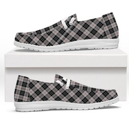 ScotsTee Shop Scottish MacPherson of Cluny Black and White Tartan Plaid Canvas Loafer Shoes