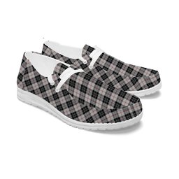 ScotsTee Shop Scottish MacPherson of Cluny Black and White Tartan Plaid Canvas Loafer Shoes