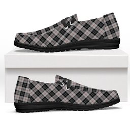 ScotsTee Shop Scottish MacPherson of Cluny Black and White Tartan Plaid Canvas Loafer Shoes