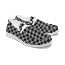 ScotsTee Shop Scottish MacPhee Black and White Tartan Plaid Canvas Loafer Shoes