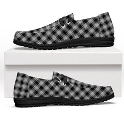 ScotsTee Shop Scottish MacPhee Black and White Tartan Plaid Canvas Loafer Shoes