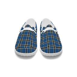 ScotsTee Shop Scottish MacThomas Blue Modern Tartan Plaid Canvas Loafer Shoes