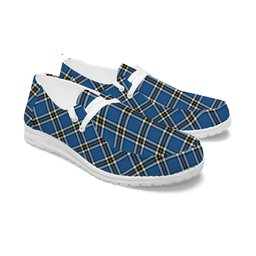ScotsTee Shop Scottish MacThomas Blue Modern Tartan Plaid Canvas Loafer Shoes