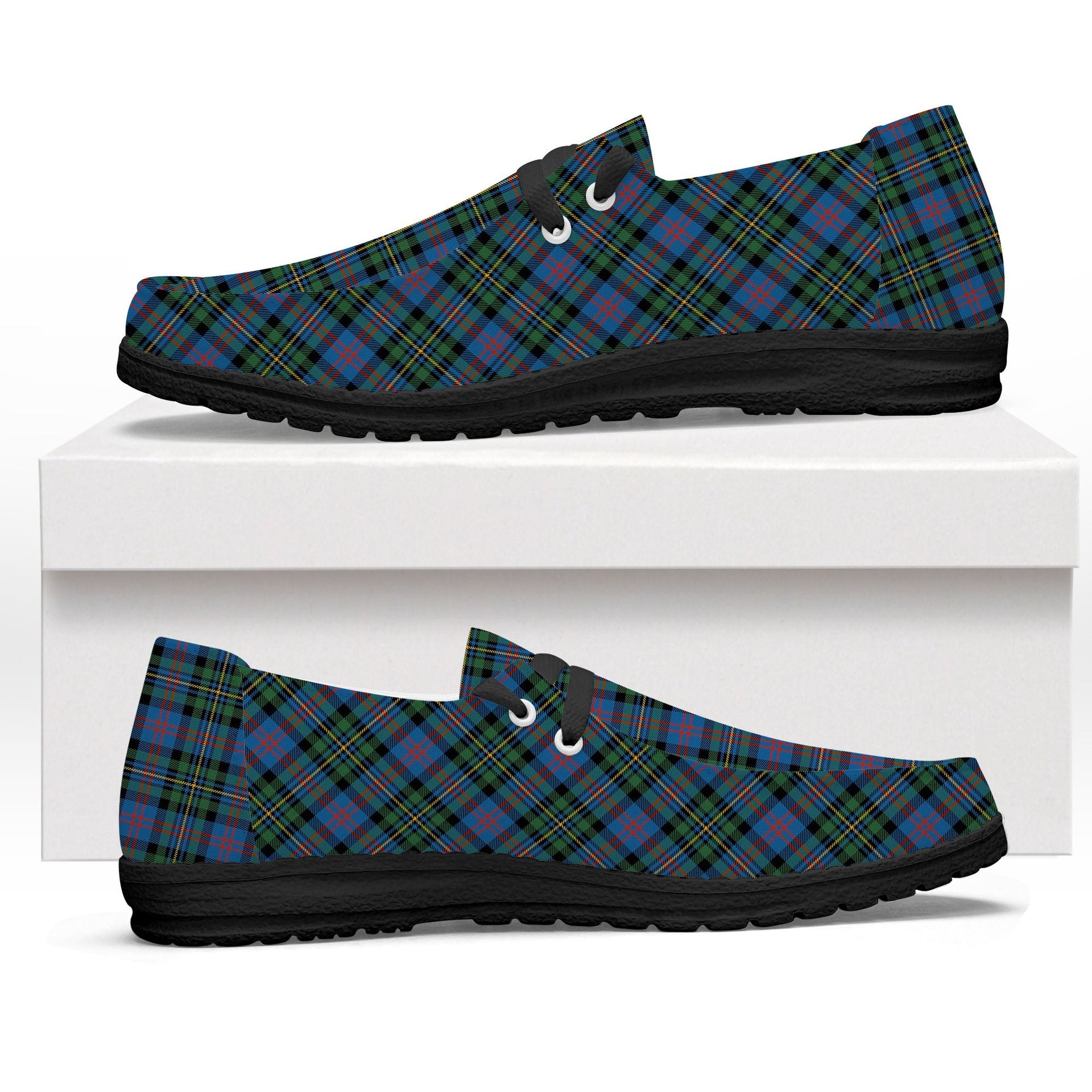 ScotsTee Shop Scottish Malcolm of Berwick Ancient Tartan Plaid Canvas Loafer Shoes