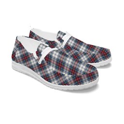 ScotsTee Shop Scottish McBeth Dress  Modern Tartan Plaid Canvas Loafer Shoes