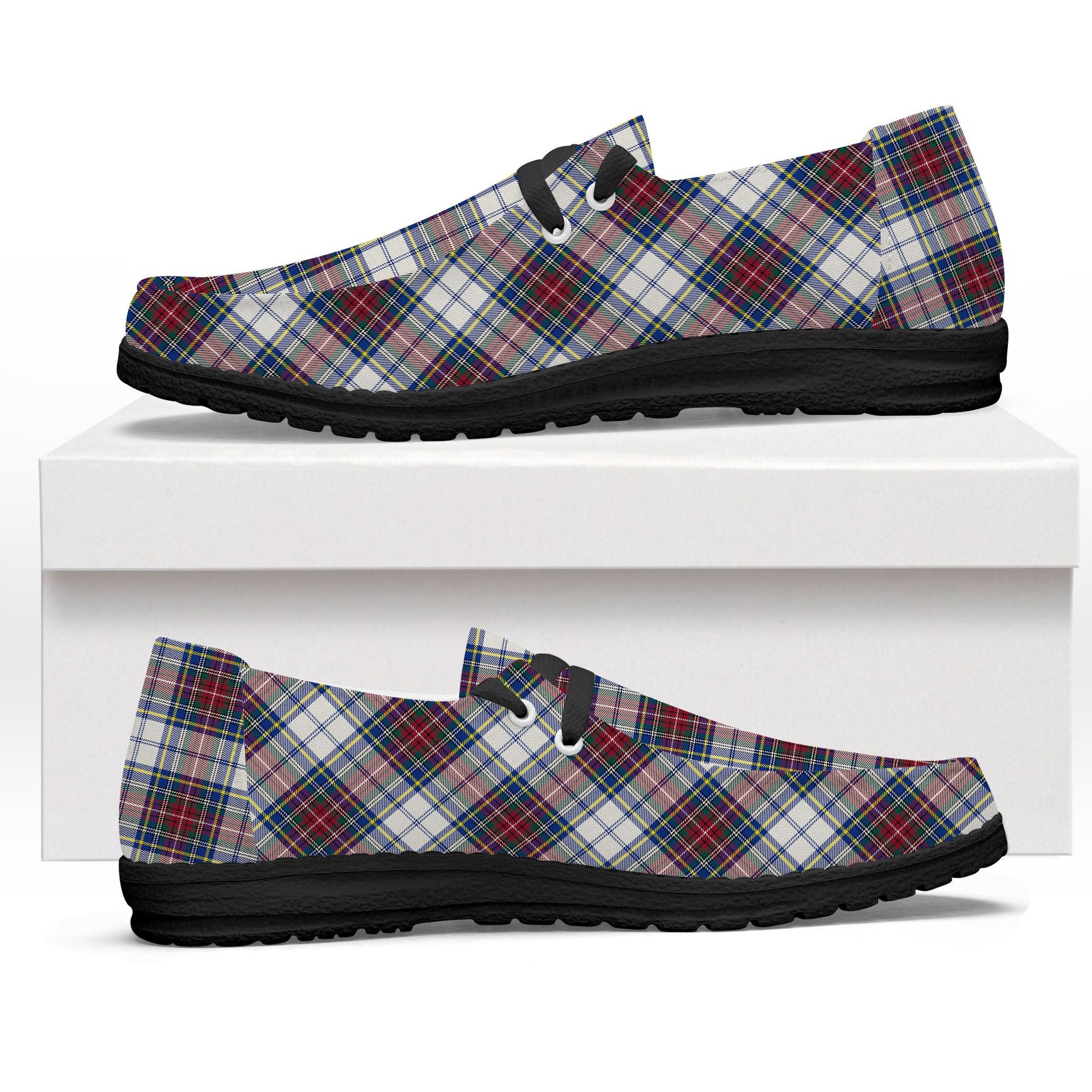 ScotsTee Shop Scottish McBeth Dress  Modern Tartan Plaid Canvas Loafer Shoes
