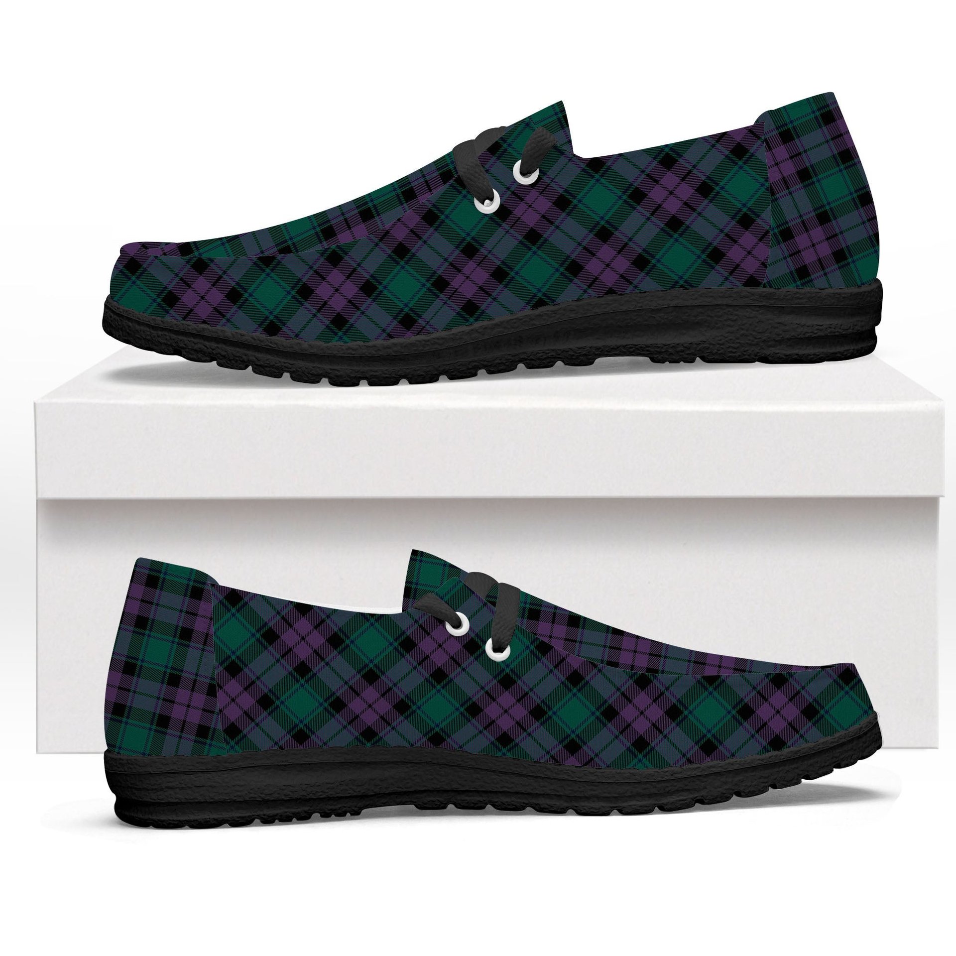 ScotsTee Shop Scottish McArthur of Milton Modern Tartan Plaid Canvas Loafer Shoes