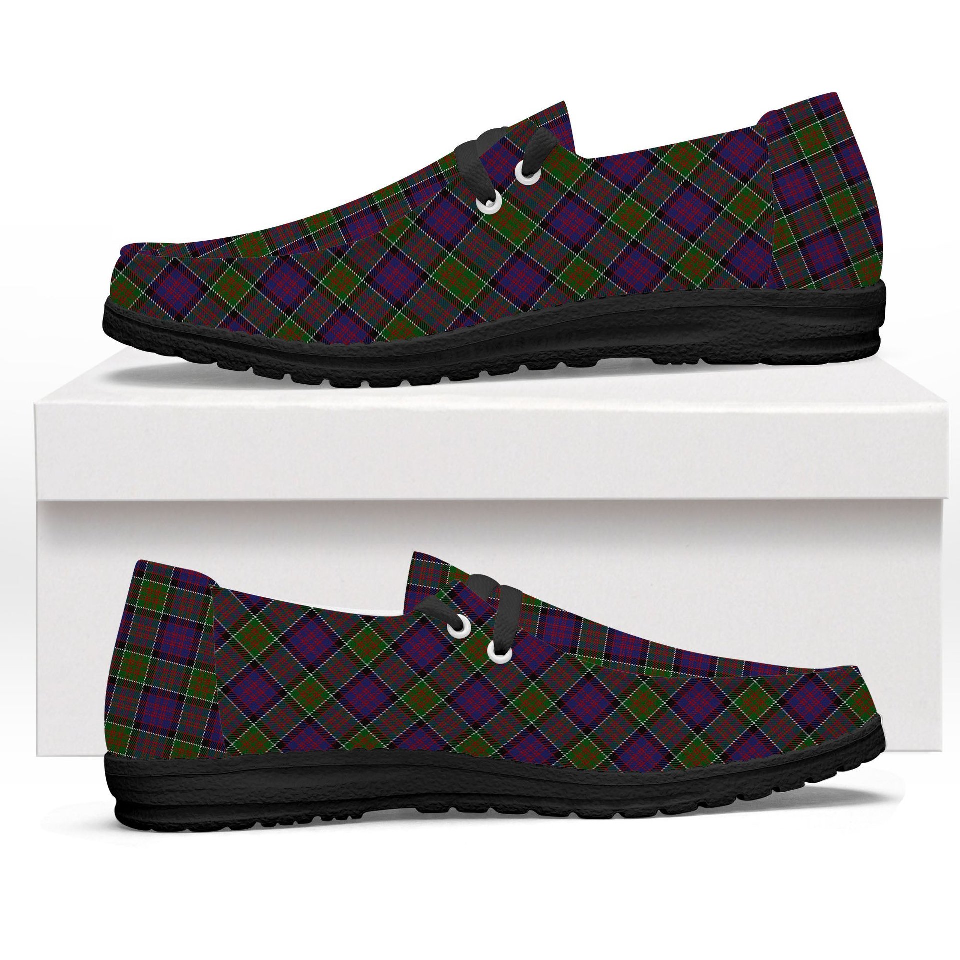 ScotsTee Shop Scottish McDonald of Clan Ranald Modern Tartan Plaid Canvas Loafer Shoes