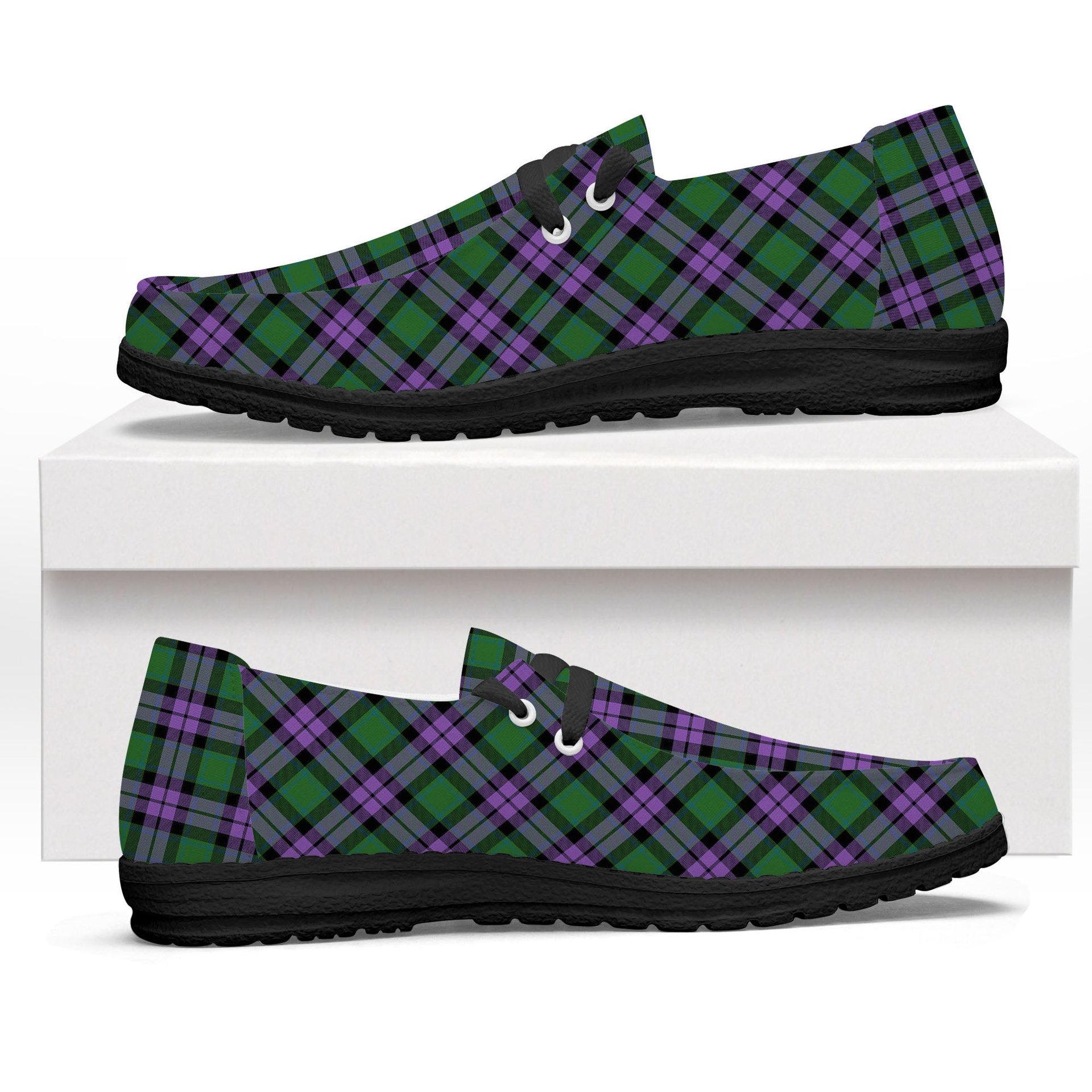 ScotsTee Shop Scottish McArthur of Milton Ancient Tartan Plaid Canvas Loafer Shoes