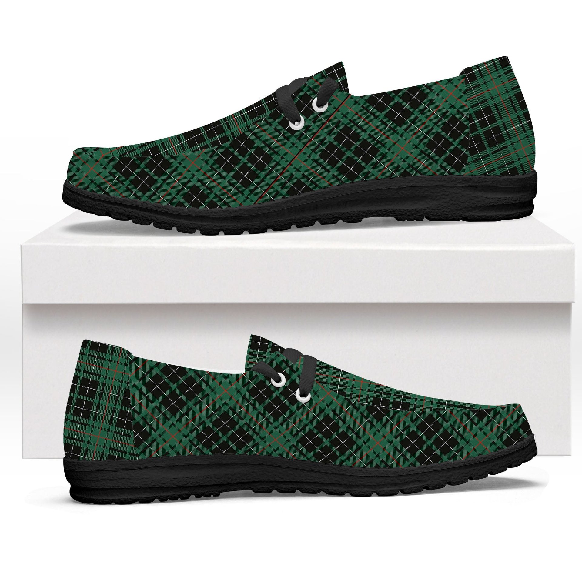 ScotsTee Shop Scottish McAulay Hunting Ancient Tartan Plaid Canvas Loafer Shoes