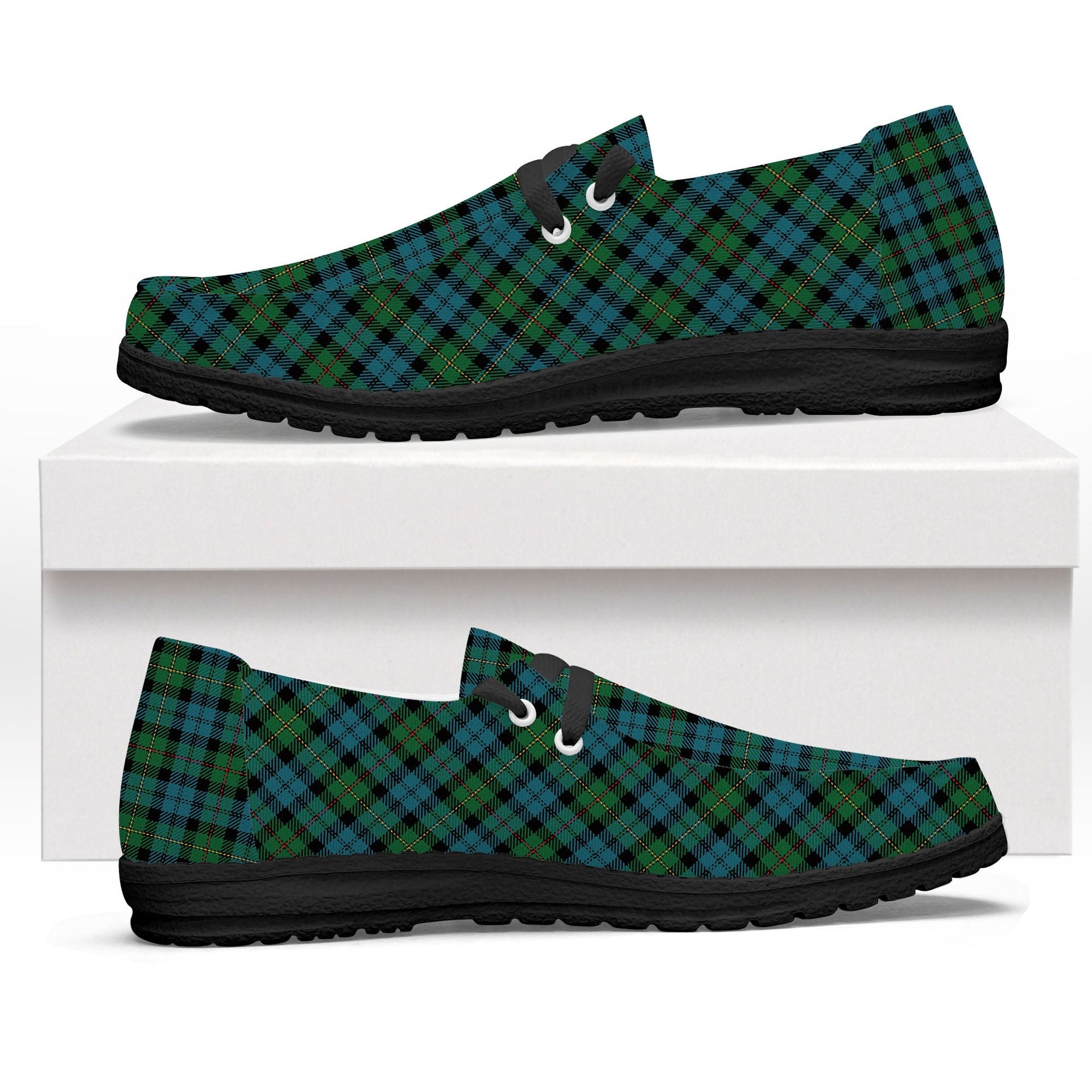 ScotsTee Shop Scottish McEwen Ancient Tartan Plaid Canvas Loafer Shoes