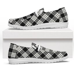 ScotsTee Shop Scottish McFarland Black White Tartan Plaid Canvas Loafer Shoes