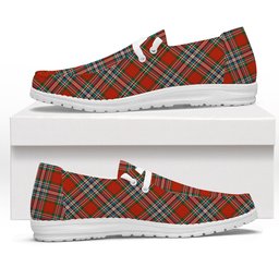 ScotsTee Shop Scottish McFarland Red Ancient Tartan Plaid Canvas Loafer Shoes