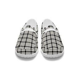 ScotsTee Shop Scottish McFarland Black White Modern Tartan Plaid Canvas Loafer Shoes