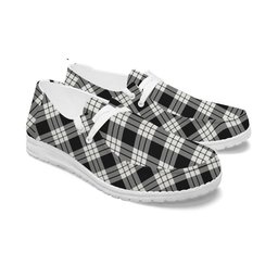 ScotsTee Shop Scottish McFarlane Black White Tartan Plaid Canvas Loafer Shoes