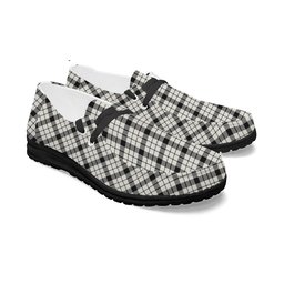 ScotsTee Shop Scottish McFarland Black White Ancient Tartan Plaid Canvas Loafer Shoes