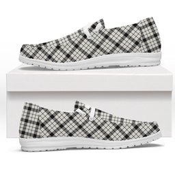 ScotsTee Shop Scottish McFarland Black White Ancient Tartan Plaid Canvas Loafer Shoes