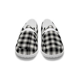 ScotsTee Shop Scottish McFie Black & White Modern Tartan Plaid Canvas Loafer Shoes